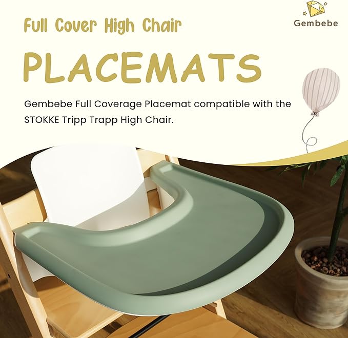Gembebe Full Coverage Stokke Tripp Trapp High Chair Placemat | Silicone High Chair Placemat | Lightweight | Dishwasher Safe| Easy to Clean