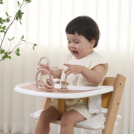 Gembebe High Chair Toys with Suction Cups | Silicone and Wooden Suction Toys for Babies | Baby Teether Toys | 3 6 9 12 Months Old Toys