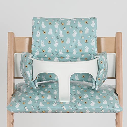 Stokke Tripp Trapp High Chair Cushion Waterproof Soft with extra padding Mint Bunny Pattern